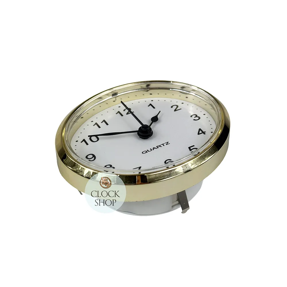 6.6cm x 8.0cm Gold Oval Clock Insert With White Dial & Arabic Numerals image