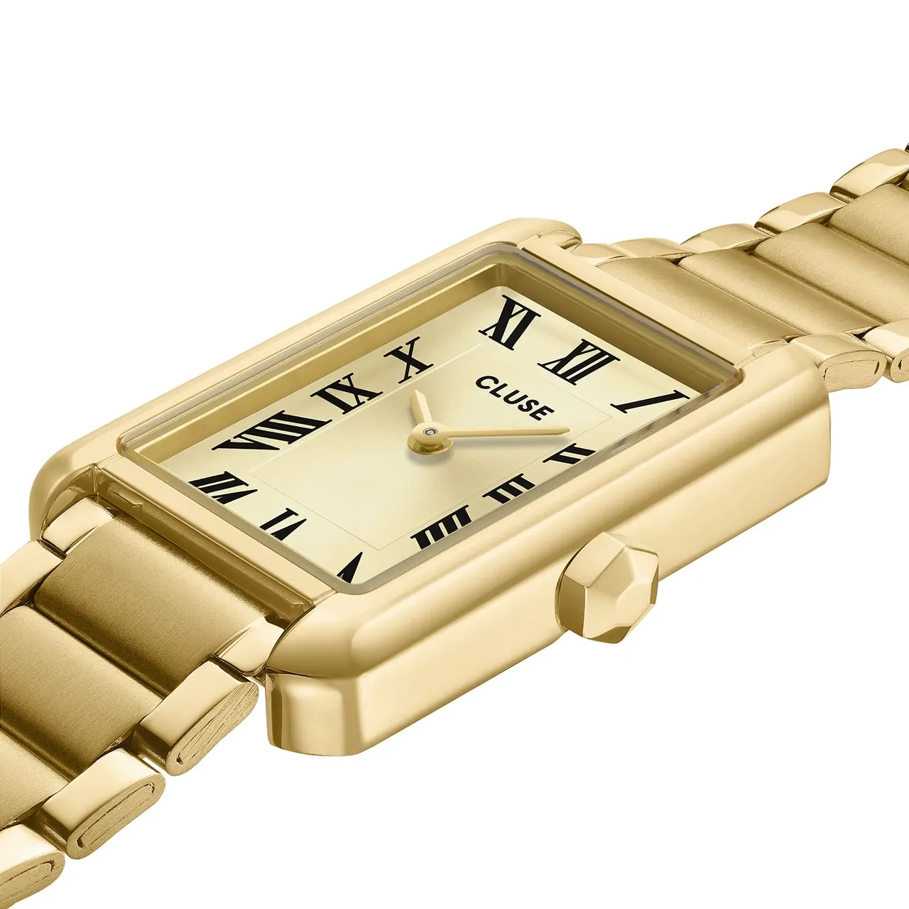 21mm Belisenna Womens Quartz Watch With Rectangular Gold Dial & Gold Stainless Steel Link Band By CLUSE image