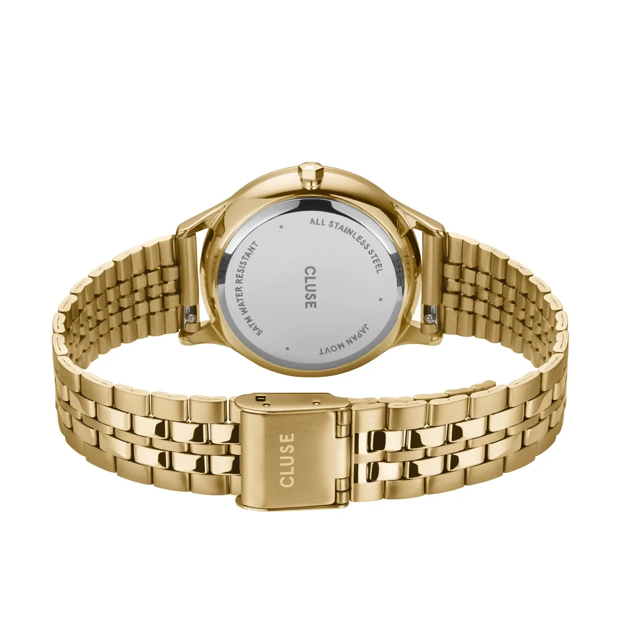 34mm Minuit Multifunction Womens Quartz Watch With Sage Green Dial & Gold Stainless Steel Link Band By CLUSE image