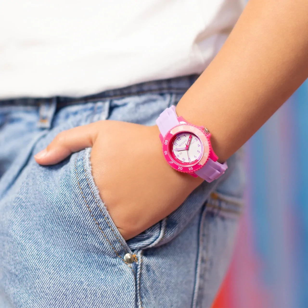 Time Teacher Lilac & Pink Youth Quartz Watch With Silicone Strap By TIKKERS image