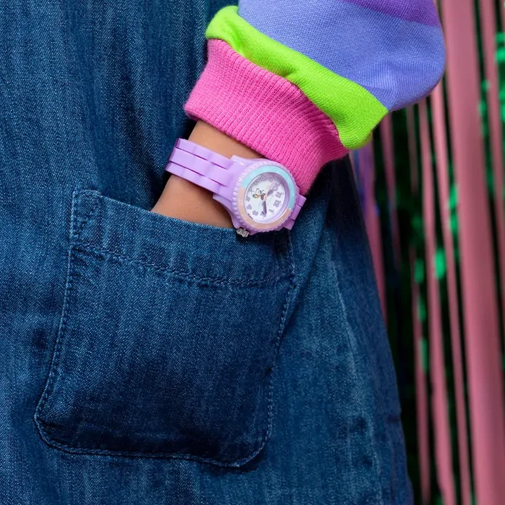 Time Teacher Girls Quartz Watch With Unicorn Dial & Purple Silicone Strap By TIKKERS image