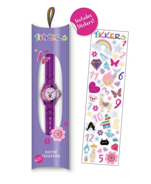 Time Teacher Dark Purple Youth Quartz Watch With Butterfly Dial & Silicone Strap By TIKKERS image