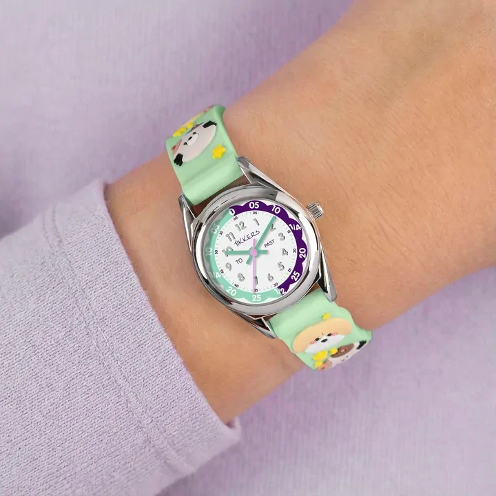 Time Teacher 3D Green Animals Kids Watch With Silicone Strap By TIKKERS image