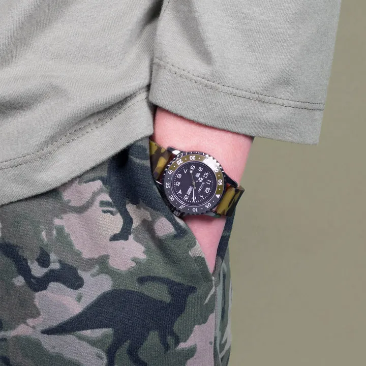 Time Teacher Adventure Green Camouflage Kids Watch With Silicone Strap By TIKKERS image