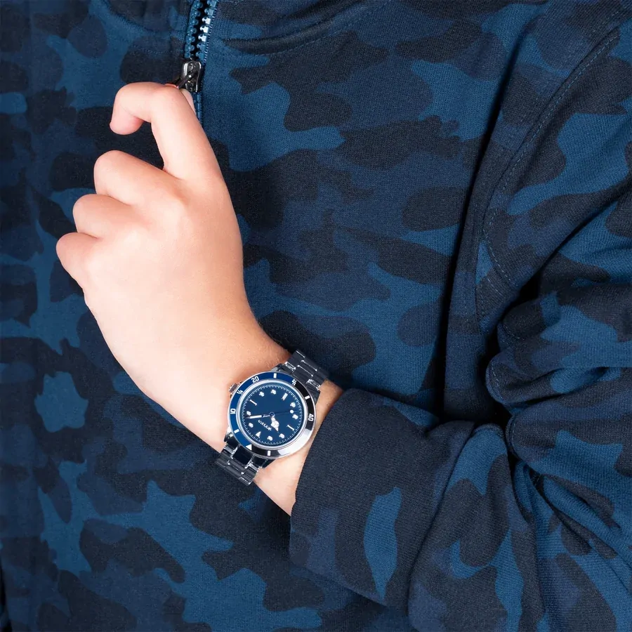 Blue Kids Watch With Silver Link Strap By TIKKERS image