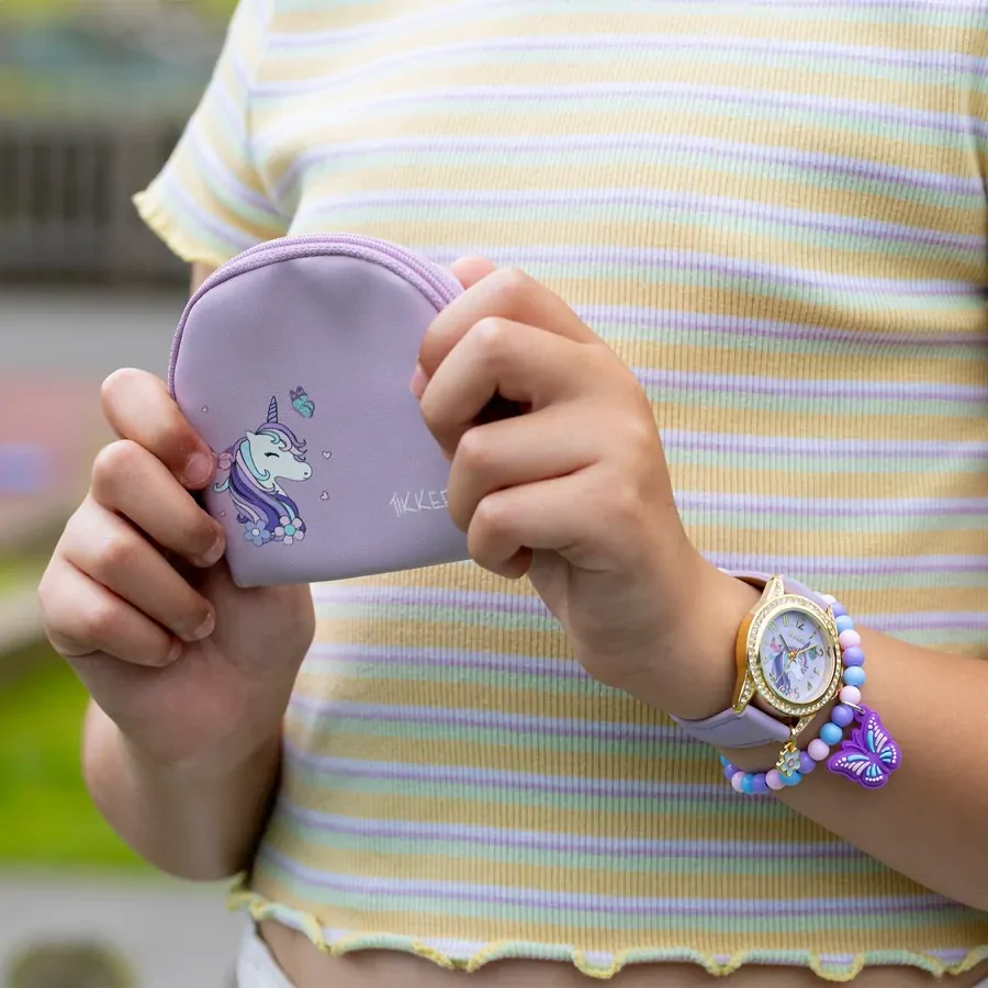  Purple Sparkle Unicorn Kids Watch Gift Set With Bracelet & Purse By TIKKERS image