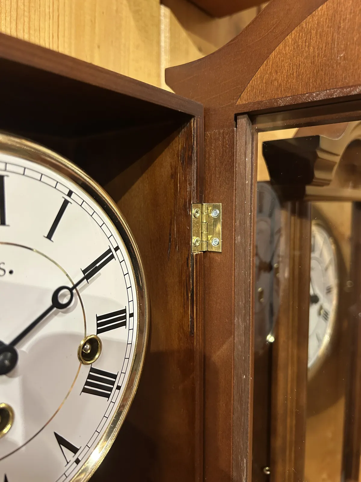 53cm Walnut 8 Day Mechanical Chiming Wall Clock By AMS (Minor Cosmetic Damage In Case) image