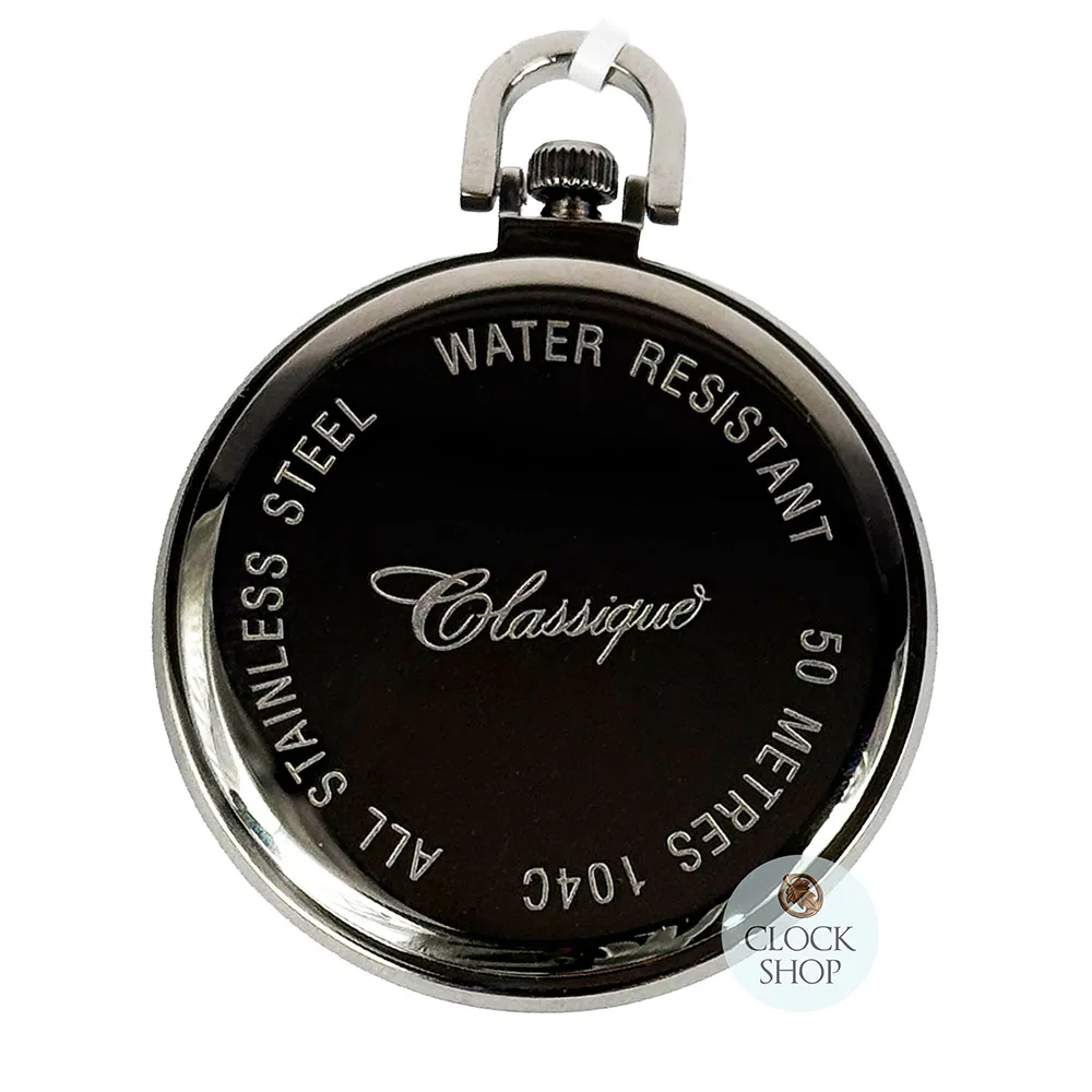 43mm Stainless Steel Open Dial Pocket Watch By CLASSIQUE (White Arabic) image