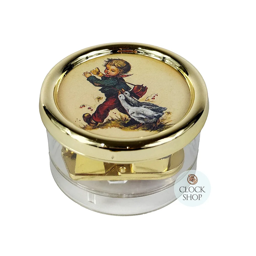 Round Acrylic Music Box - Boy & Geese (It's A Small World) image