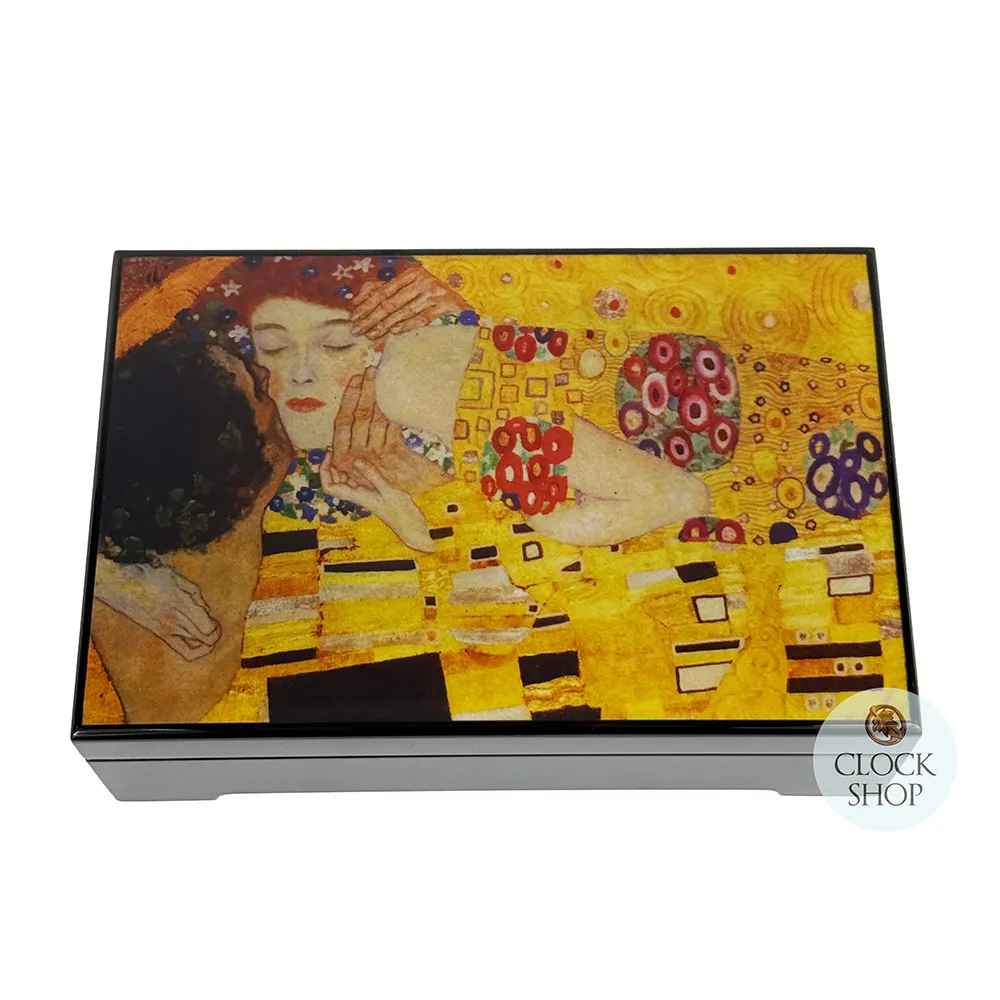 Black Wooden Musical Jewellery Box - The Kiss By Klimt (Hupfeld- As Time Goes By) image