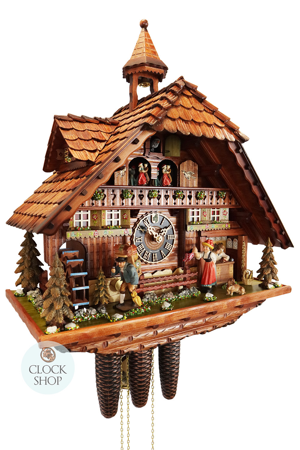 Clock Maker's Workshop 8 Day Mechanical Chalet Cuckoo Clock With Dancers 55cm By HÖNES image