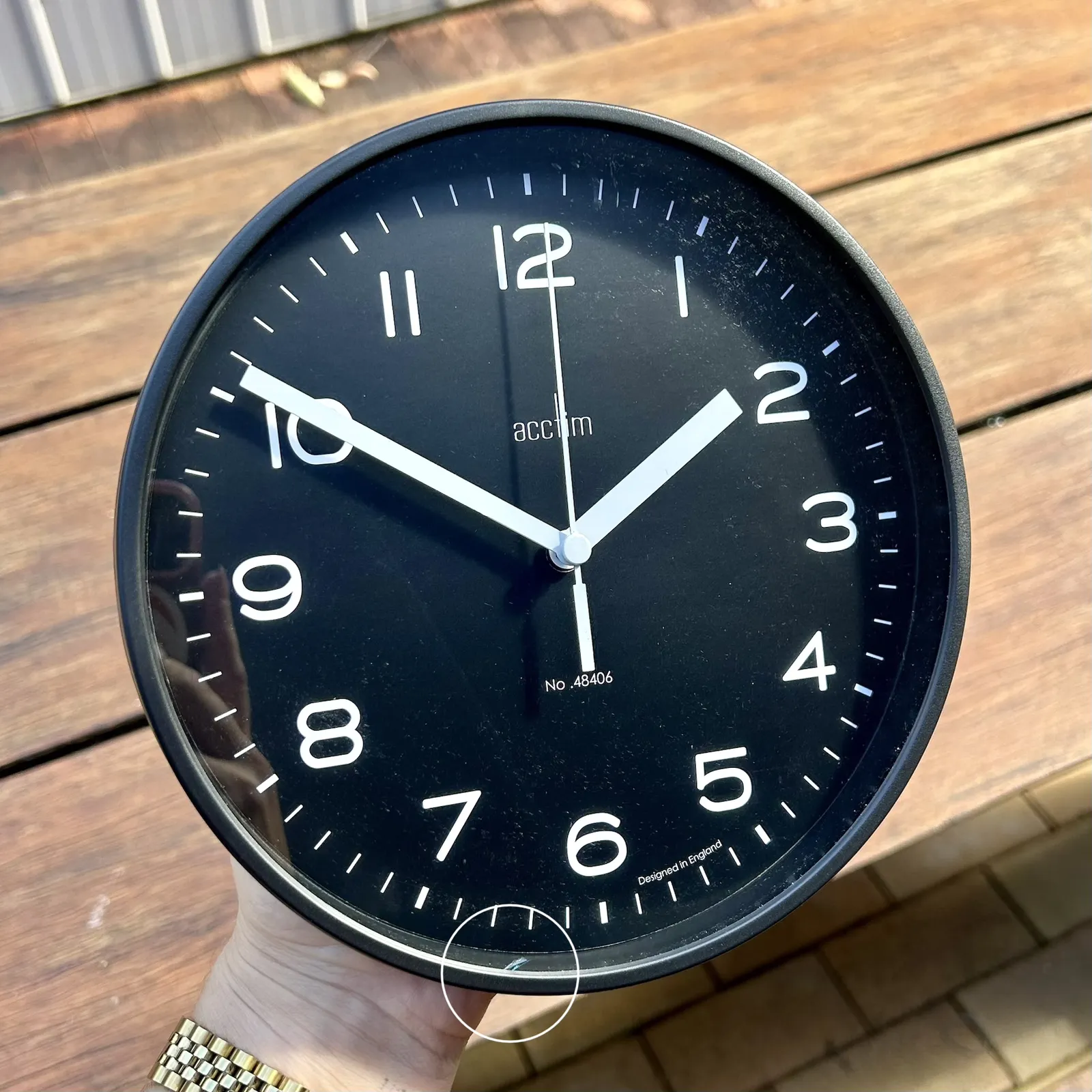 20cm Runwell Black Wall Clock By ACCTIM (Small Crack) image