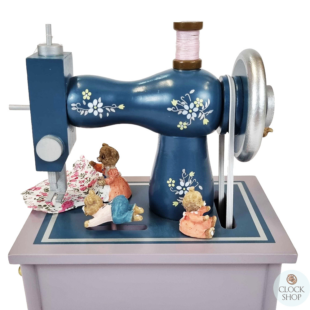 Sewing Machine Music Box With Moving Teddy Bears (It's A Small World