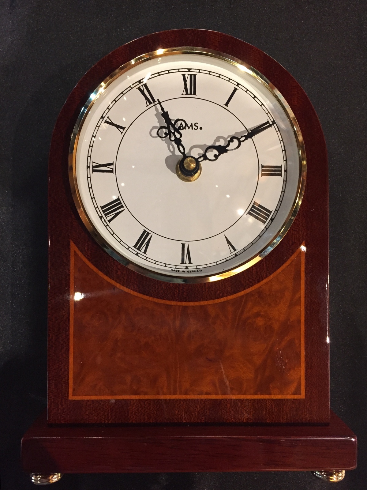 BATTERY DUAL CHIME INLAY TABLE CLOCK BY AMS