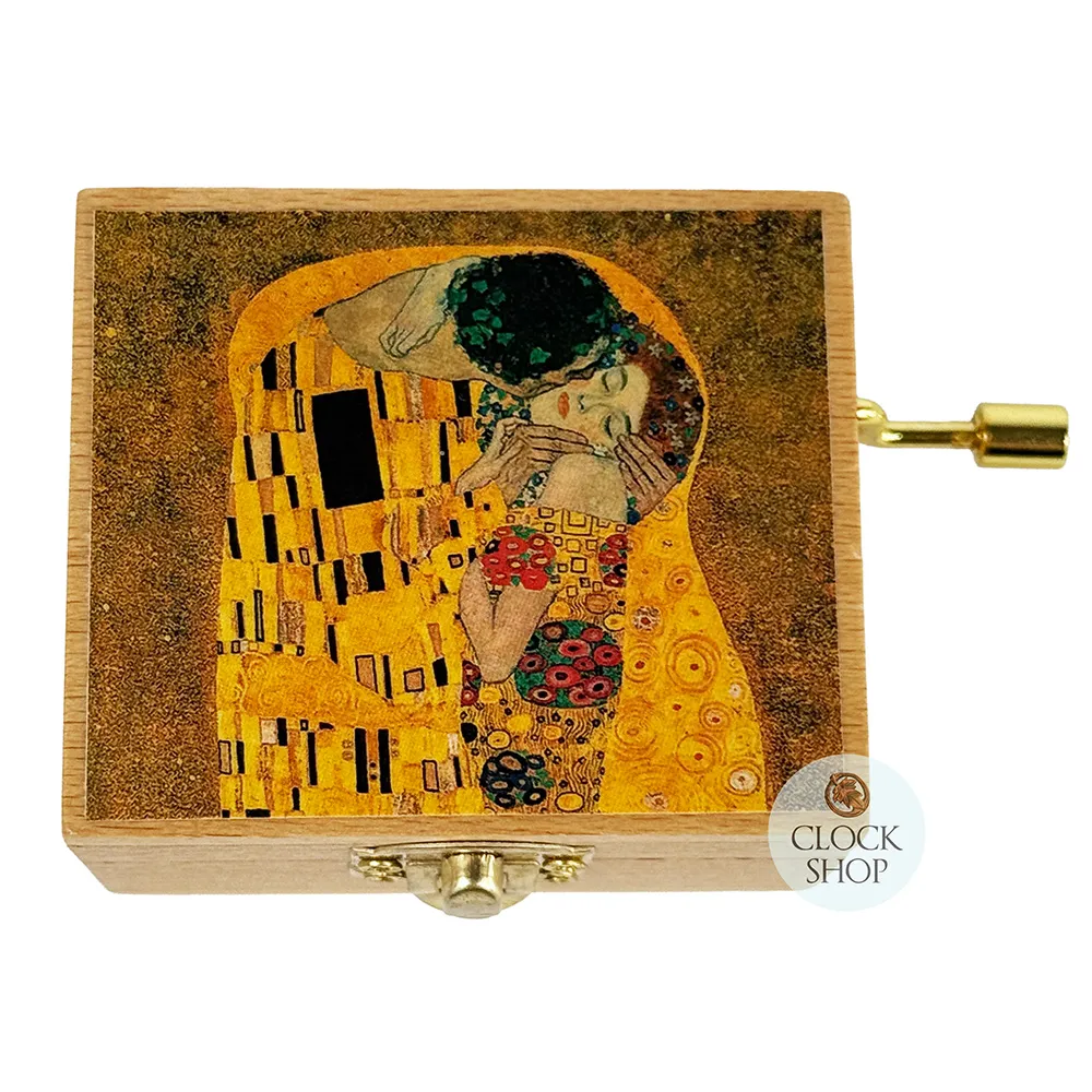 Wooden Hand Crank Music Box- The Kiss By Klimt (Vivaldi- Spring) image