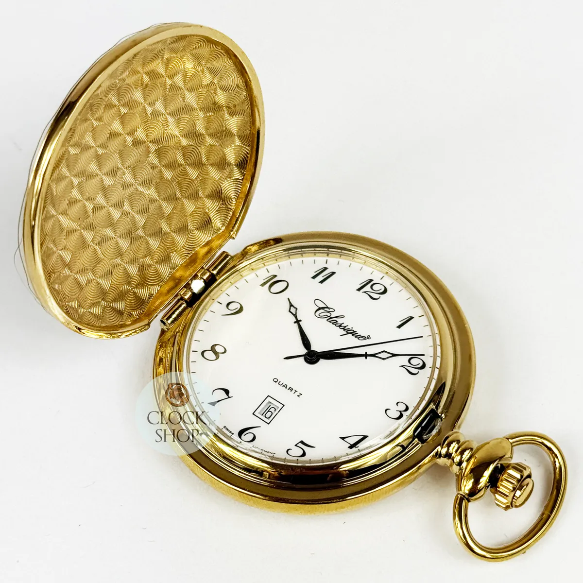 48mm Gold Unisex Pocket Watch With Pin Stripes By CLASSIQUE (Arabic) image