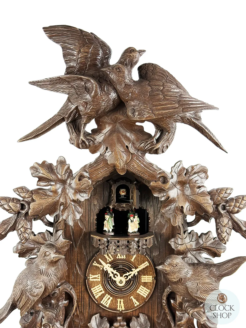 Love Birds 8 Day Mechanical Carved Cuckoo Clock With Dancers 62cm By HERR image