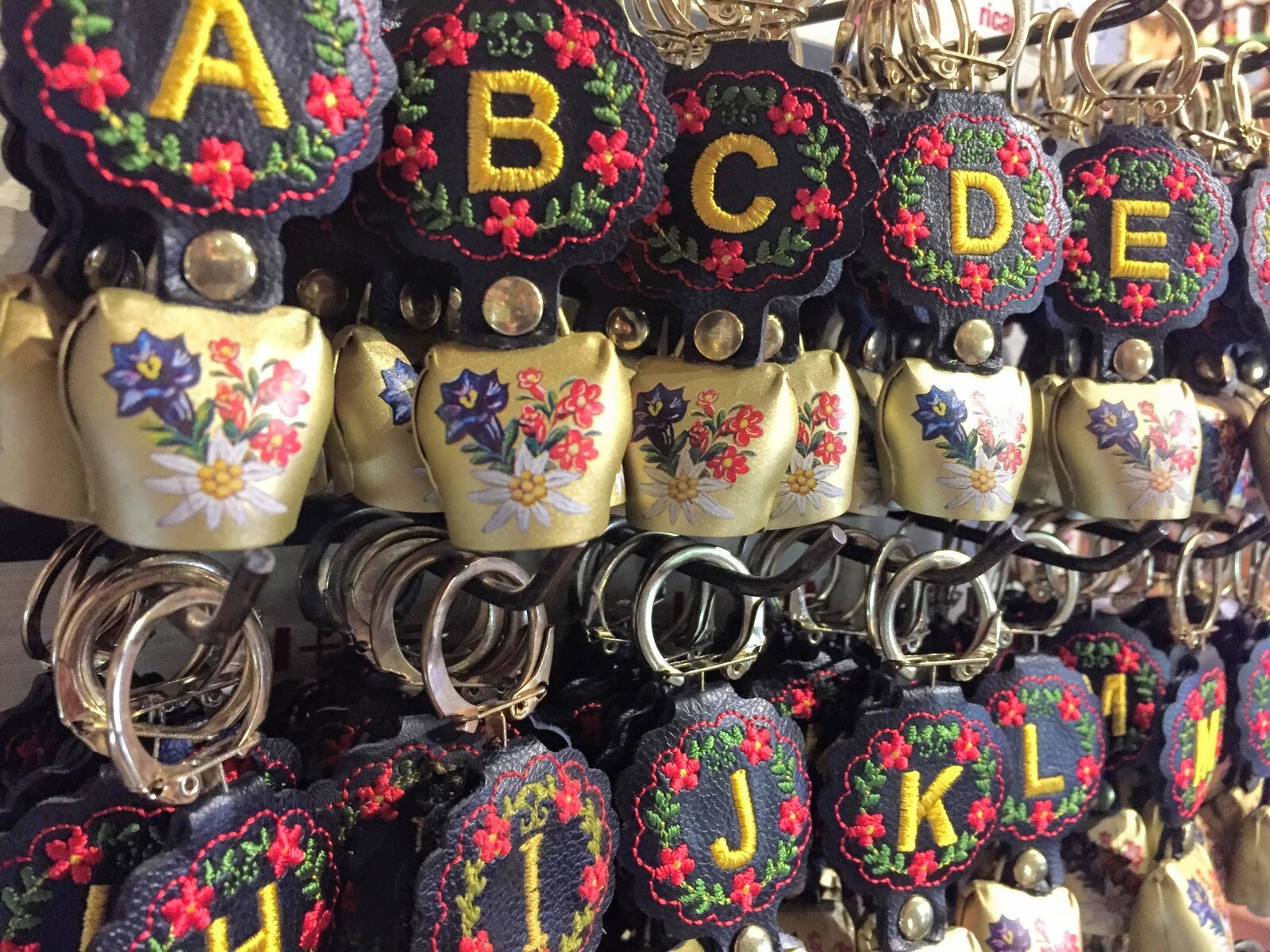 Embroidered Initial Bell Keyrings image