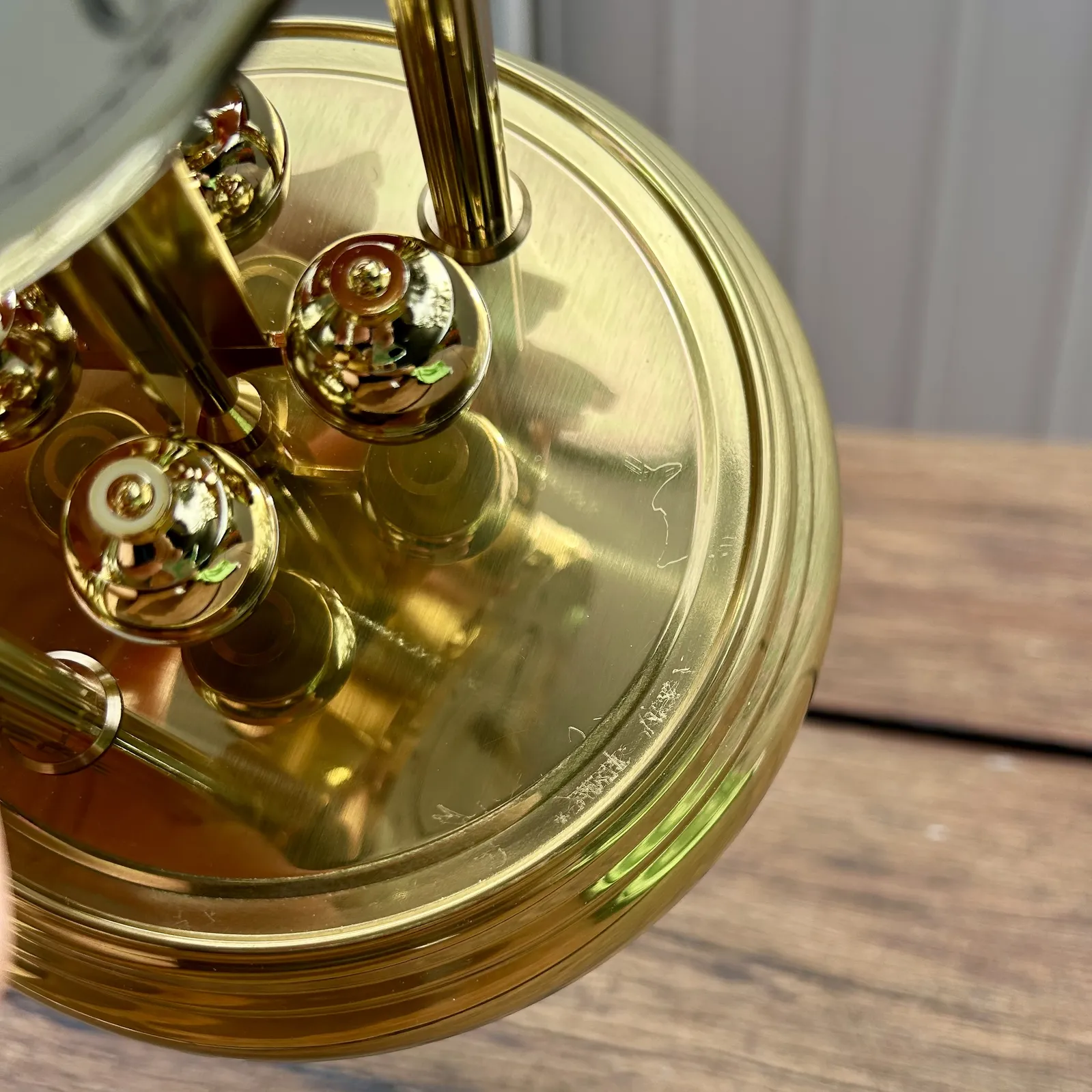 23cm Gold Anniversary Clock With White Arabic Dial & Westminster Chime By HALLER (Scratched Base) image