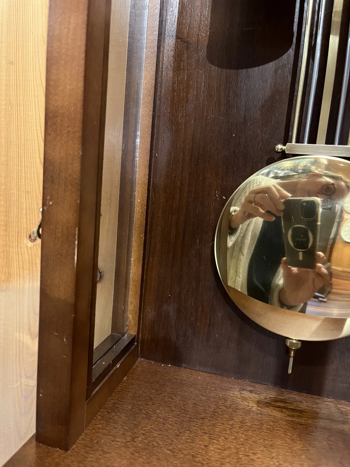 86cm Walnut 8 Day Mechanical Regulator Wall Clock By HERMLE (Marks On Inside Rear Panel) image