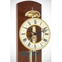 68cm Walnut & Brass Mechanical Skeleton Wall Clock With Bell Strike By HERMLE image