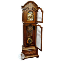220cm Walnut Grandfather Clock With Triple Chime Tubular Bell Movement & Wood Inlay By HERMLE image