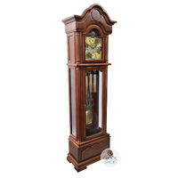206cm Walnut Grandfather Clock With Triple Chime & Moon Dial By HERMLE image