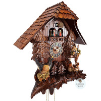 Hunter & Wood Grouse 8 Day Mechanical Chalet Cuckoo Clock With Dancers 50cm By HÖNES image