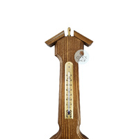 55cm Rustic Oak Traditional Weather Station With Barometer, Thermometer & Hygrometer By FISCHER image