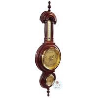 59cm Mahogany Old German Style Weather Station With Barometer Thermometer & Hygrometer By FISCHER image