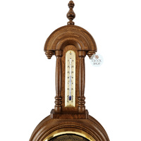 59cm Rustic Oak Old German Style Weather Station With Barometer Thermometer & Hygrometer By FISCHER image
