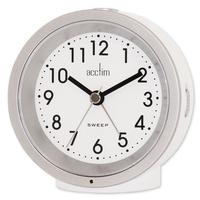 10cm Caleb White Smartlite Silent Analogue Alarm Clock By ACCTIM image