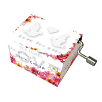 Modern Designs Hand Crank Music Box- Classic Doves & Flowers (Wedding March) image