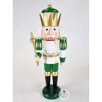 40cm White Green & Gold King Nutcracker By Seiffener image