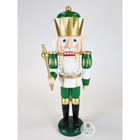 40cm White, Green & Gold King Nutcracker By Seiffener image