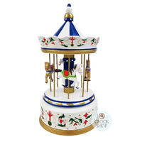 White Carousel Music Box With Horses (Love Story) image