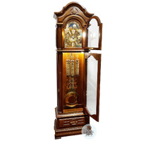 207cm Dark Oak Grandfather Clock With Triple Chime & Hand Painted Dial By SCHNEIDER image