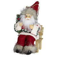 18cm Red & Green Knitted Santa Hanging Decoration- Assorted Designs image