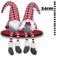  24cm Red & Grey Gnome Shelf Sitter with Stripy Legs- Assorted Designs image