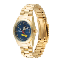35mm Disney Collectors Edition Mickey Mouse Mens Watch With Gold Band & Blue Dial image