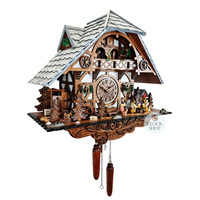 Beer Drinkers & Water Wheel Battery Chalet Cuckoo Clock 43cm By ENGSTLER image