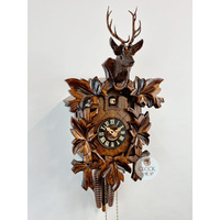5 Leaf & Deer 1 Day Mechanical Carved Cuckoo Clock 42cm By ENGSTLER image