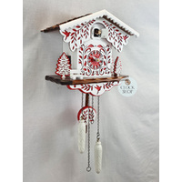 White and Red Christmas Tree Battery Chalet Cuckoo Clock 26cm By ENGSTLER image