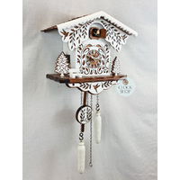 White and Brown Christmas Tree Battery Chalet Cuckoo Clock 26cm By ENGSTLER image