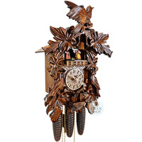 Birds & Leaves 8 Day Mechanical Carved Cuckoo Clock With Dancers 44cm By ENGSTLER image