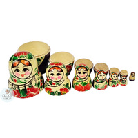 Kirov Russian Dolls- White Scarf & Purple Dress 15cm (Set Of 7) image