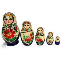 Kirov Russian Dolls- White Scarf & Purple Dress 10cm (Set Of 5) image