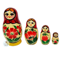 Kirov Russian Dolls- Red Scarf & Yellow Dress 7cm (Set Of 4) image