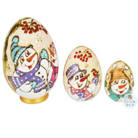 Woodburn Egg Russian Dolls- Snowman 12cm (Set Of 3) image