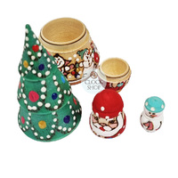 Woodburn Christmas Tree Russian Dolls- 13cm (Set Of 3) image